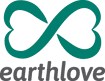 Earthlove logo, a green infinity symbol, shaped into hearts at either end with the name earthlove underneath.
