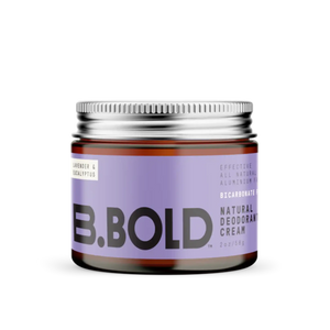 BBold baking soda free natural deodorant cream in Lavender and Eucalyptus scent. 60g jar.