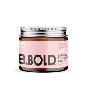 BBold baking soda free natural deodorant cream in Rose and Geranium scent. 60g jar.