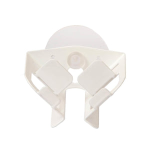 The Block Dock vertical soap dish and safety razor dock / holder in white.