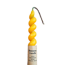 Tall spiral natural beeswax candle, handmade with natural wicks and beeswax from Canterbury hives.