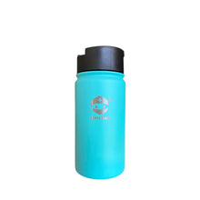 Stainless steel insulated water bottle / flask by Bento Ninja. Pictured is the tiffany blue flask with a flip open lid, ideal for coffee and hot beverages.