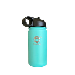 Stainless steel insulated water bottle / flask by Bento Ninja. Pictured is the tiffany blue flask with a straw lid, ideal for kids.
