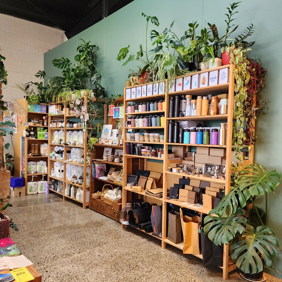 Earthlove eco-friendly shop display in Christchurch, New Zealand.