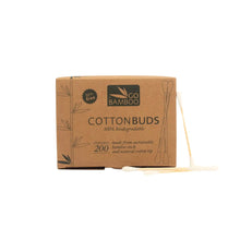 Go bamboo cotton buds in a recycled cardboard box.