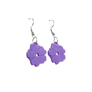 The Poroporo flower, also known as "New Zealand nightshade" or "kangaroo apple" is found throughout New Zealand - it has stunning purple flowers. These stunning earrings capture their beauty and are made from recycled 3D printer waste (PLA) by Remix Plastic.