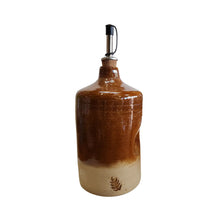 Ceramic oil / vinegar bottle / pourer handmade here in Christchurch, glazed in a lovely dark toffee colour and with a pourer spout and cap.