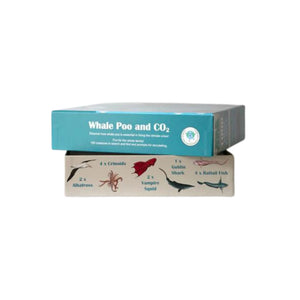 Whale Poo and CO₂ jigsaw puzzle, side view of the open box with "search and find" activity printed on the sides of the bottom half of the box.