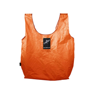 ZeroBag original, the reusable shopping bag made from upcycled parachutes. Super strong and orange in colour.