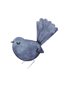Greeting card featuring an indigo Piwakawaka bird, made in New Zealand.