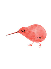 Greeting card featuring a red Kiwi bird, made in New Zealand.