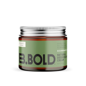 BBold baking soda free natural deodorant cream in Bergamot and Cedar scent. 60g jar.