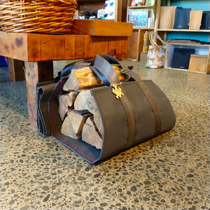 Firewood carrier, made in Christchurch, New Zealand from recycled materials.