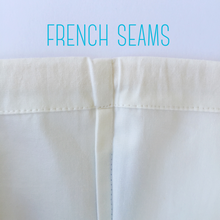 Close up of French seams on loot bags.