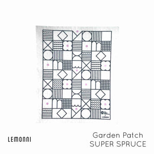 Large eco friendly compostable dish cloth with Garden Patch design by Lemonni and The Green Collective.