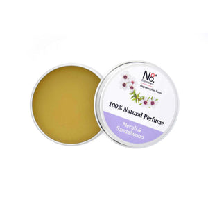 100% Natural Solid perfume in a recyclable aluminium tin, Neroli & Sandalwood fragrance.