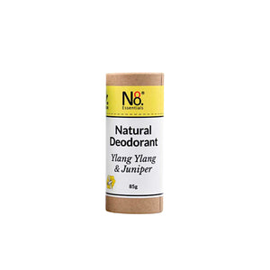 Natural deodorant from No. 8 Essentials in Ylang Ylang and Juniper fragrance with home compostable packaging. 85g size.