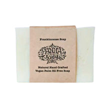 Panna Soaps handcrafted vegan Frankincense soap with simple brown paper packaging.