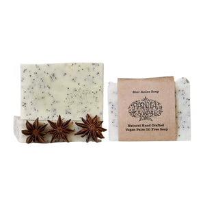 Panna Soaps handcrafted vegan Star Anise soap with simple brown paper packaging.