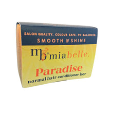 Paradise solid conditioner bar by Mia Belle, salon quality hair care for normal hair.