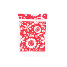 Designer tea towel and cotton dish cloth set in red flower design by The Green Collective.