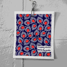 100% plant based, home compostable dish cloth in Red Peacock Feather design by The Green Collective and The Tiny Garden.