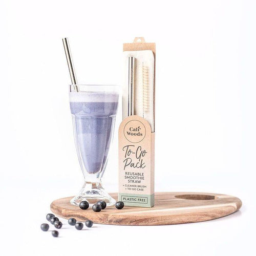 Reusable Stainless Steel Smoothie Straw To-Go Pack.