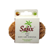 Safix biodegradable and compostable foot and body care coconut fibre scrub pad.