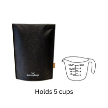 SammyBags stand-up food carrying pouch, extra large size in black colour. Holds 5 cups.
