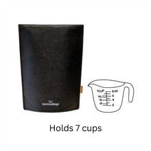 SammyBags stand-up food carrying pouch, jumbo size in black colour. Holds 7 cups.