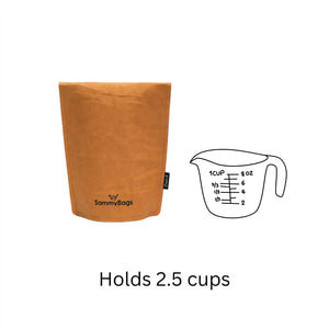 SammyBags stand-up food carrying pouch, medium size in natural colour. Holds 2.5 cups.