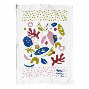 Tea towel in spring art design by Belle Hawk and The Green Collective.