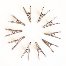 Super Strong Stainless Steel Clothes Pegs arranged in a circle.