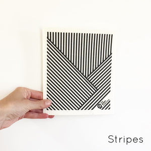 Compostable dish cloth with stripes design.