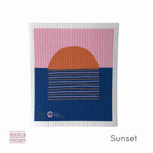 100% plant based, home compostable dish cloth in Sunset design by Jessica Nielsen and The Green Collective.
