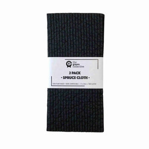 Two pack of 100% plant based, home compostable spruce dish cloths in black by The Green Collective.