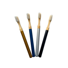Foreverhandle aluminium and bamboo toothbrush handle with replacement head in 4 different colours.