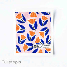 Compostable dish cloth with Elizabeth Olwen tulip design.
