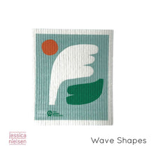 100% plant based, home compostable dish cloth in Wave Shapes design by Jessica Nielsen and The Green Collective.