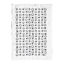 Monochrome teatowel in blacn and white XO design by The Green Collective.